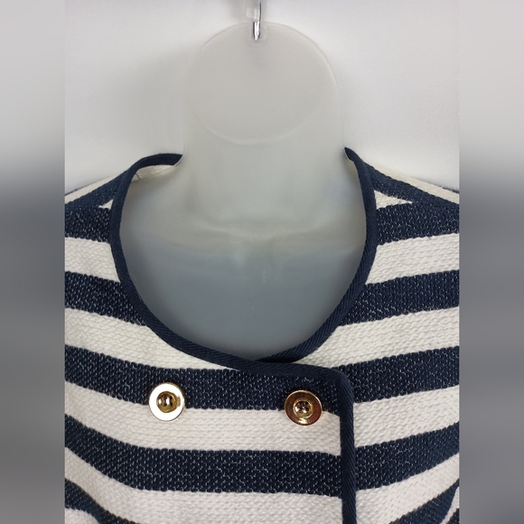 JONES NEW YORK Navy White Striped Nautical Blazer work pinstriped size 12 - Picture 11 of 11